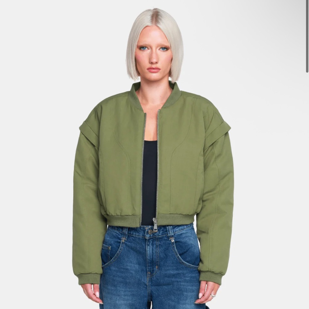 NWT! Yokon Crop Olive Women's Bomber Jacket Size L